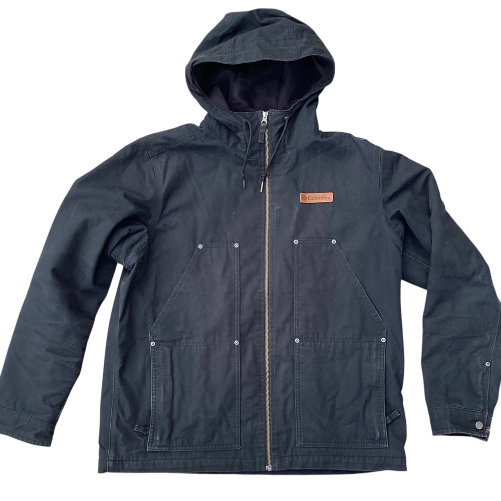 COLUMBIA Canvas Barn Chore Coat L Lined w/ Hood
